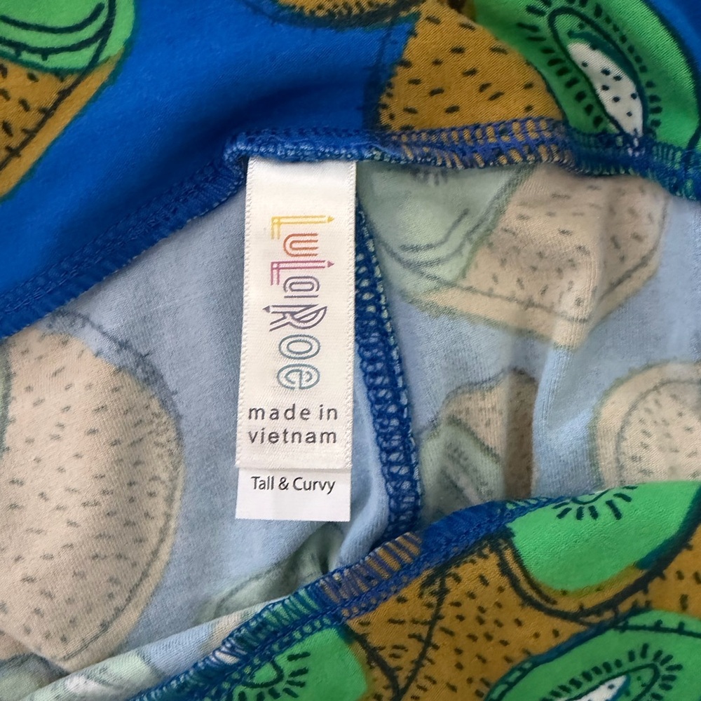 LuLaRoe Tall & Curvy Blue Green Fruit Print Skirt